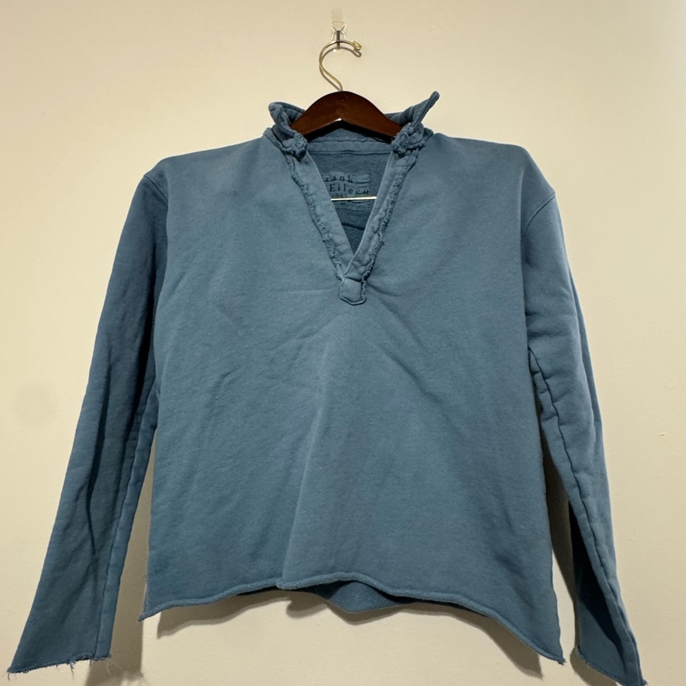 Frank & Eileen Patrick Popover Henley XS Slate Blue Tunic Blouse